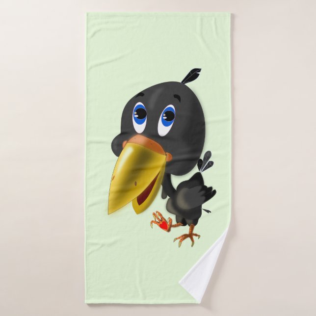 Little Bird with Heart Gift Funny Bath Towel (Bath Towel)