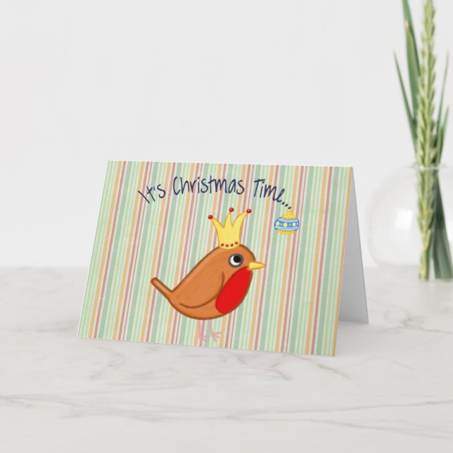 Little Birdie Christmas Time Greeting Card (Front)