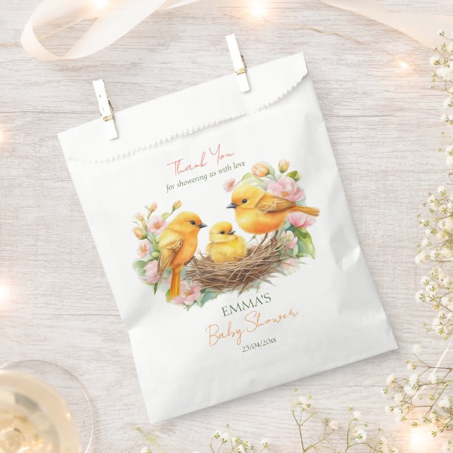 Little birdie hatching soon spring baby shower favour bags (Clipped)
