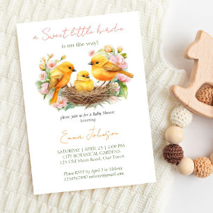 Little birdie hatching soon spring baby shower invitation