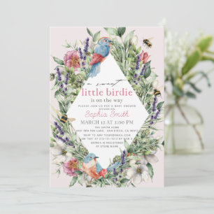 Little Birdie Wildflower Greenery Girl Baby Shower Invitation