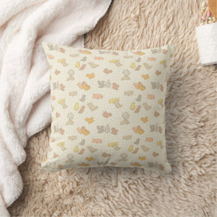 Little Birdies and feathers on beige - pattern. Cushion