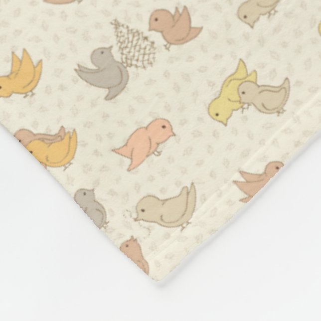 Little Birdies and feathers on beige - pattern.    Fleece Blanket (Corner)