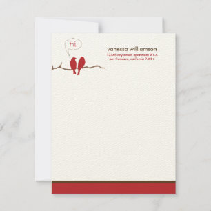 Little Birdies Custom Flat Note Cards (red)