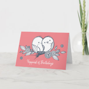 little birds happy birthday card