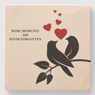 little birds with hearts stone coaster