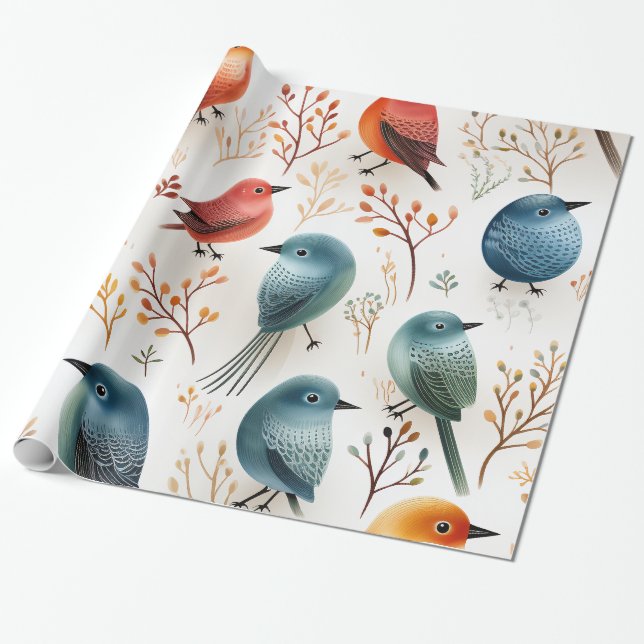 Little Birds Wrapping Paper (Unrolled)