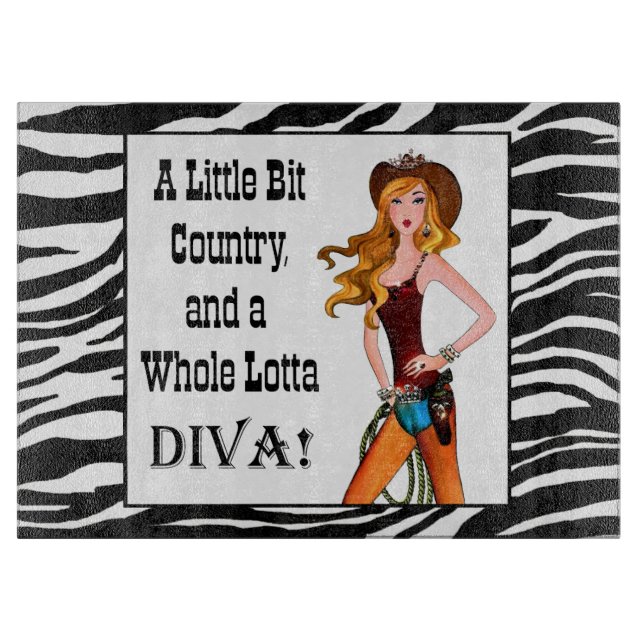 Little Bit Country and a Whole Lotta DIVA! Cutting Board (Front)