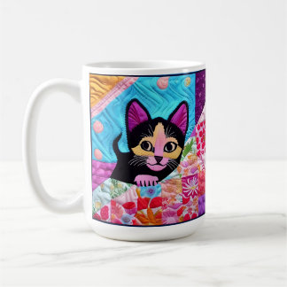 Little Black And White Kitten Quilt Like Design Coffee Mug