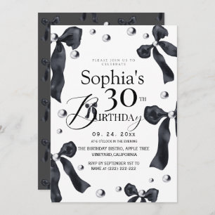 Little Black Bow Birthday Party Invitation