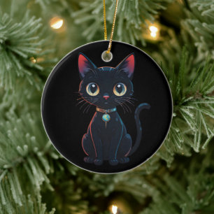 Little Black Cat - Spooky Ceramic Tree Decoration