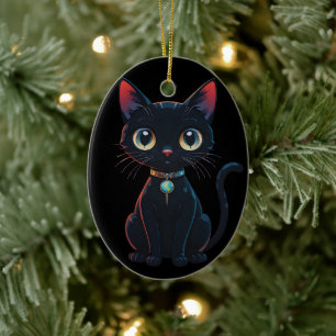Little Black Cat - Spooky Ceramic Tree Decoration