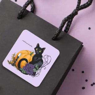 Little Black Cat Square Sticker