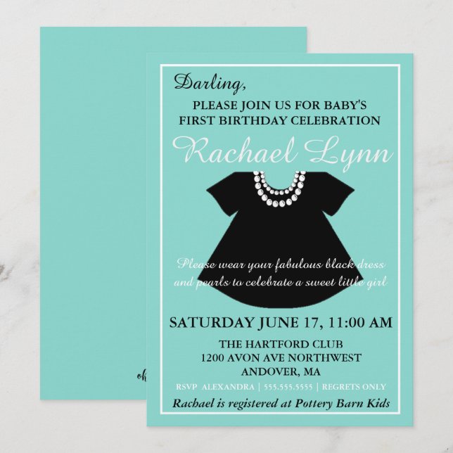 Little Black Dress Baby Girl Sprinkle Shower Invitation (Front/Back)