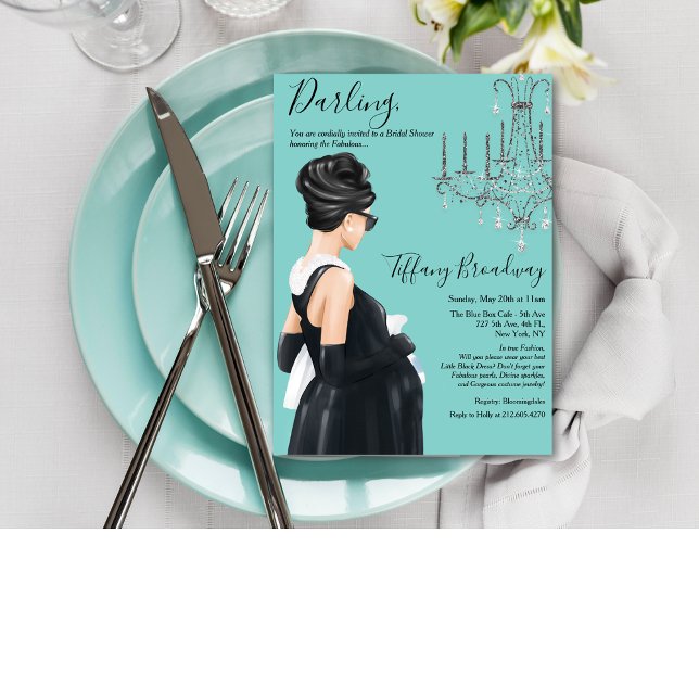 Little Black Dress Blue Glam Baby Shower  Invitation (Creator Uploaded)