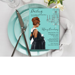 Little Black Dress Blue Glam Baby Shower Invitation