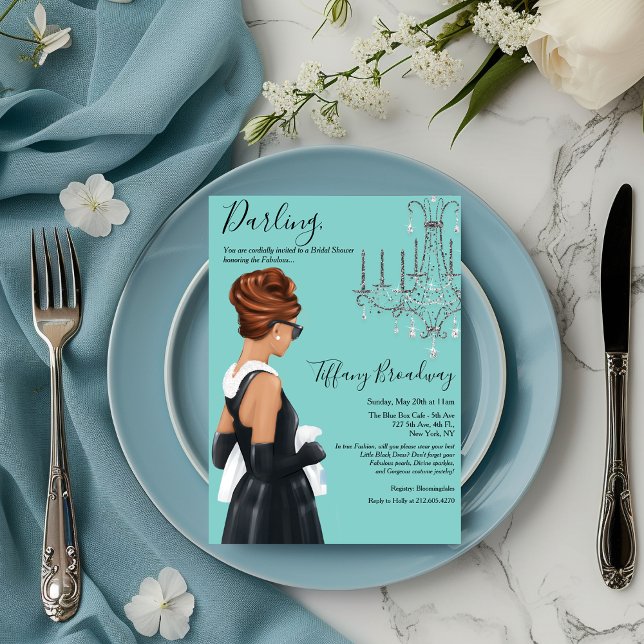 Little Black Dress Blue Glam Bridal Shower  Invitation (Creator Uploaded)