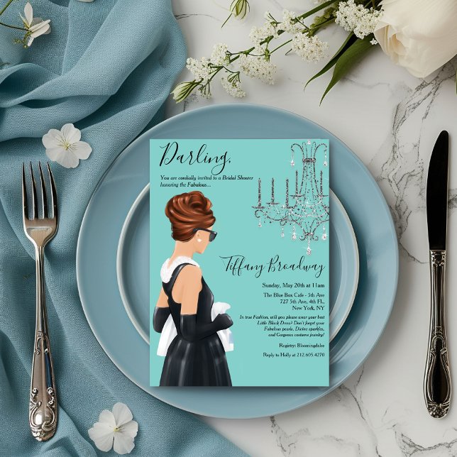 Little Black Dress Blue Glam Bridal Shower  Invitation (Creator Uploaded)