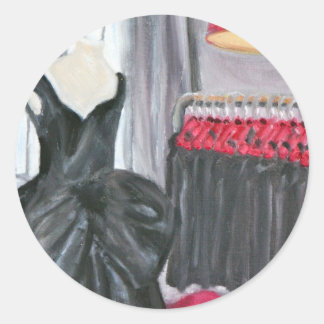 "Little Black Dress" Classic Round Sticker