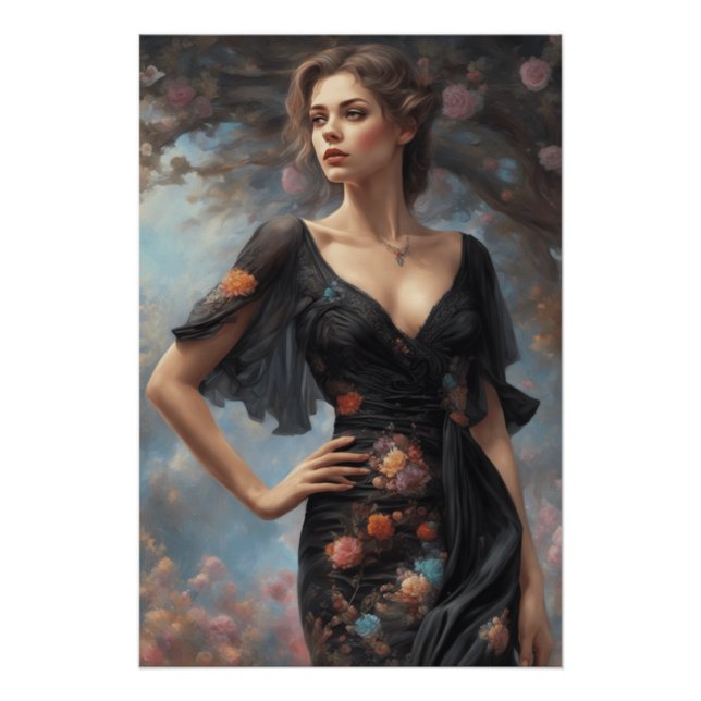 Little Black Dress LBD Art AI-Enhanced Fashion  Poster (Front)