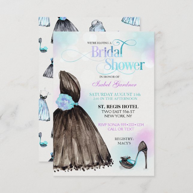Little Black Dress Stiletto Bridal Shower Invitation (Front/Back)