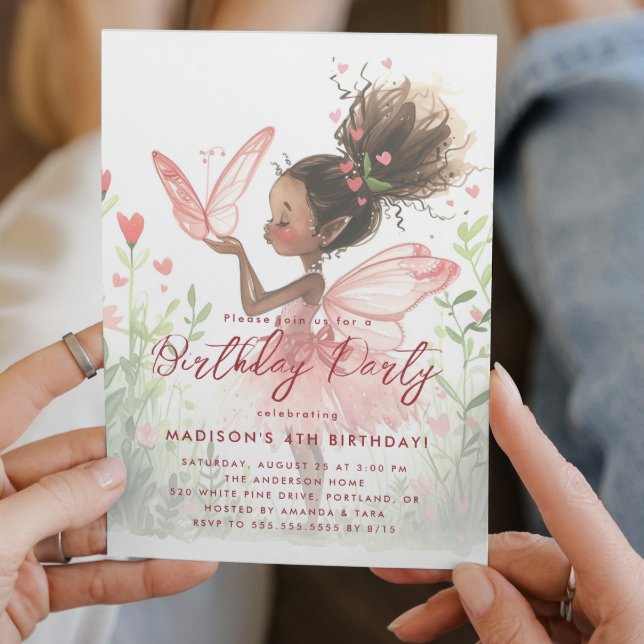 Little Black Fairy Ballerina Birthday Party  Invitation (Creator Uploaded)