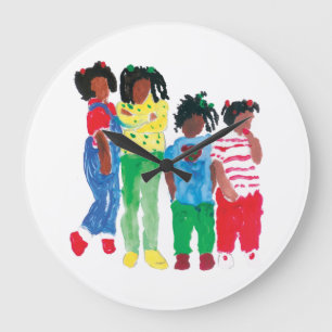 Little Black Girls "Back In The Day" Large Clock
