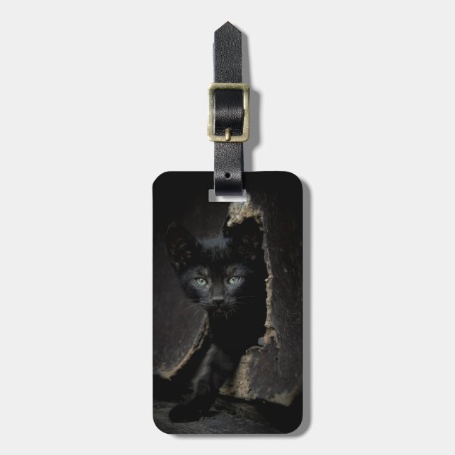 Little Black Kitty Luggage Tag (Front Vertical)