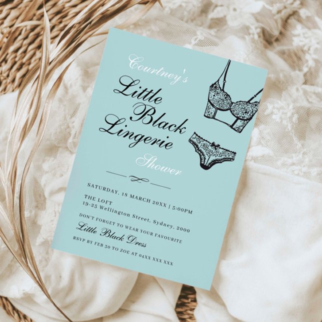 Little black lingerie turquoise black lace  invitation (Creator Uploaded)