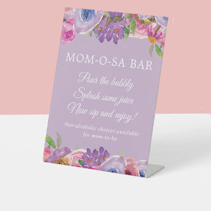 Little Bloom Purple Pink Floral Baby Girl Momosa  Pedestal Sign