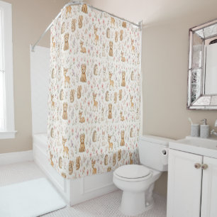 Little Blossom Woodland Babies Nursery Shower Curtain
