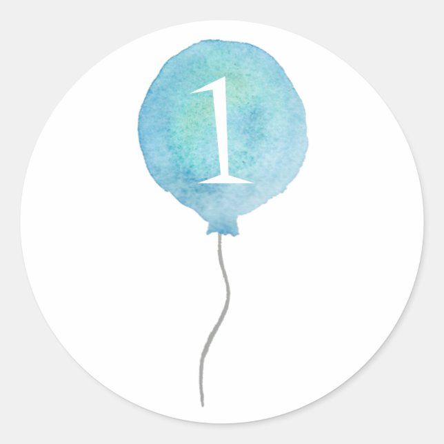 Little Blue Balloon Birthday Number Stickers (Front)