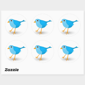 Little Blue Bird Cute Round Stickers