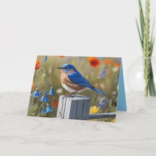 Little Blue Bird Folded Thank You Card