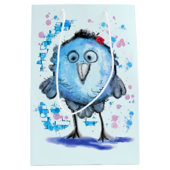 Little Blue Bird Funny Gift Bag (Front)