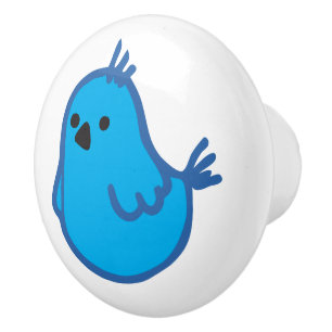 Little Blue Bird of Happiness - Cute Cartoon Chick Ceramic Knob