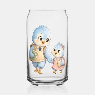 Little Blue Bird Siblings Can Glass
