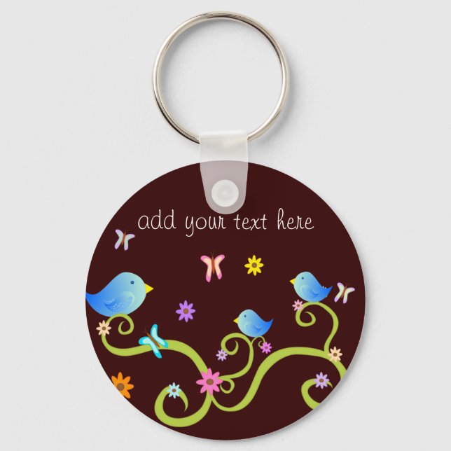 Little Blue Birdies Key Ring (Front)