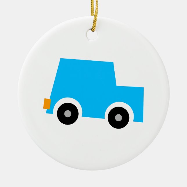 Little Blue Car Ceramic Tree Decoration (Front)