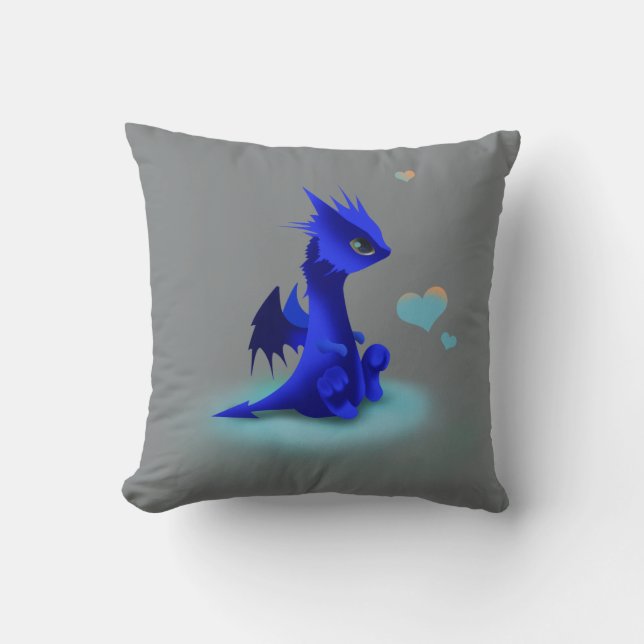 Little blue dragon of love cushion (Front)