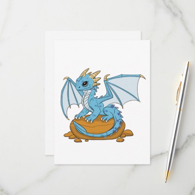 Little Blue Dragon RSVP Card (Front/Back In Situ)