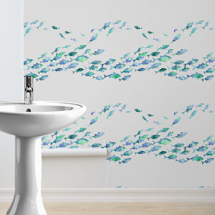 Little Blue Fish Nautical Wallpaper