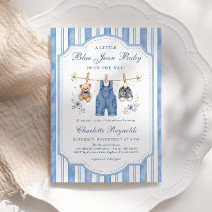 Little Blue Jean Baby Boy Baby Shower Invitation
