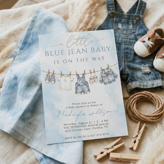 Little Blue Jean Baby Is On The Way Baby Shower Invitation (Creator Uploaded)