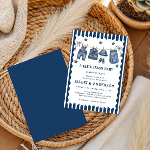 Little Blue Jean Is On The Way, Denim Baby Shower, Invitation
