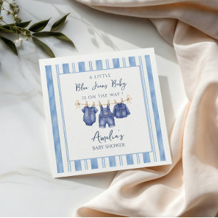 Little Blue Jean Is On The Way, Denim Baby Shower, Napkin