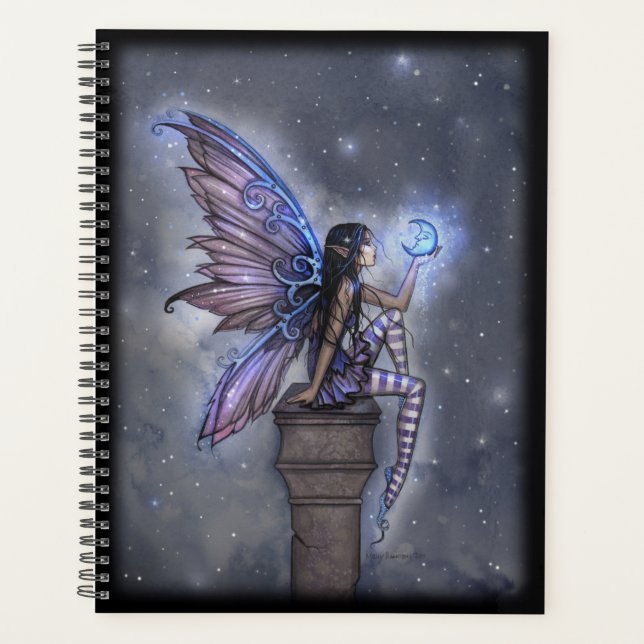 Little Blue Moon Fairy Fantasy Art Illustration Planner (Front)