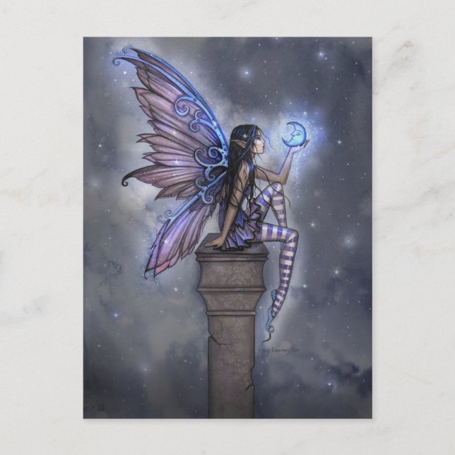 Little Blue Moon Fairy Fantasy Postcard (Front)
