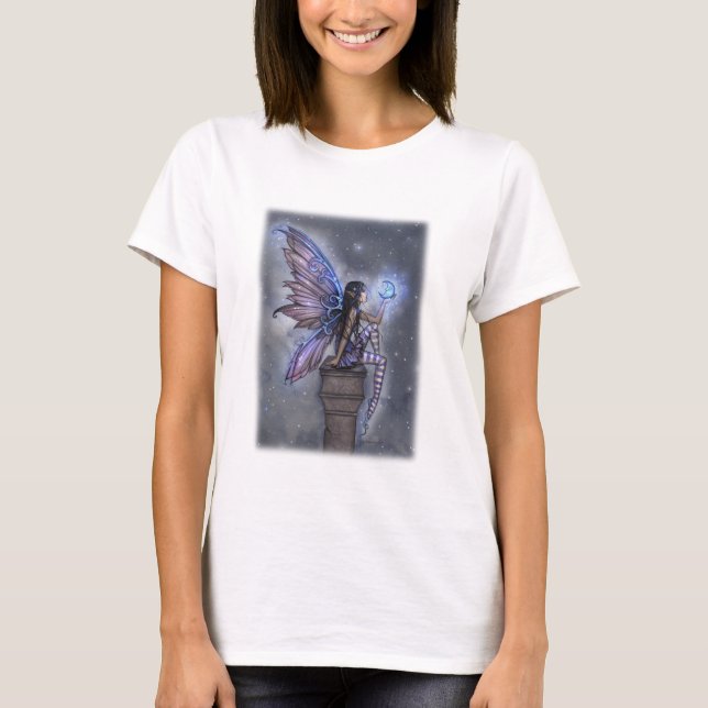 Little Blue Moon Magical Fairy Fantasy Art T-Shirt (Front)