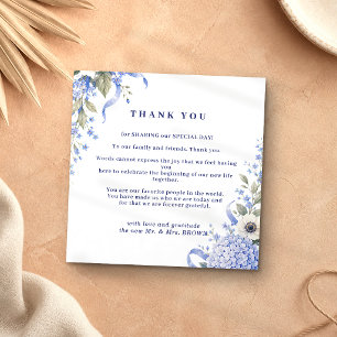 Little Blue Navy Flowers thank you Invitation